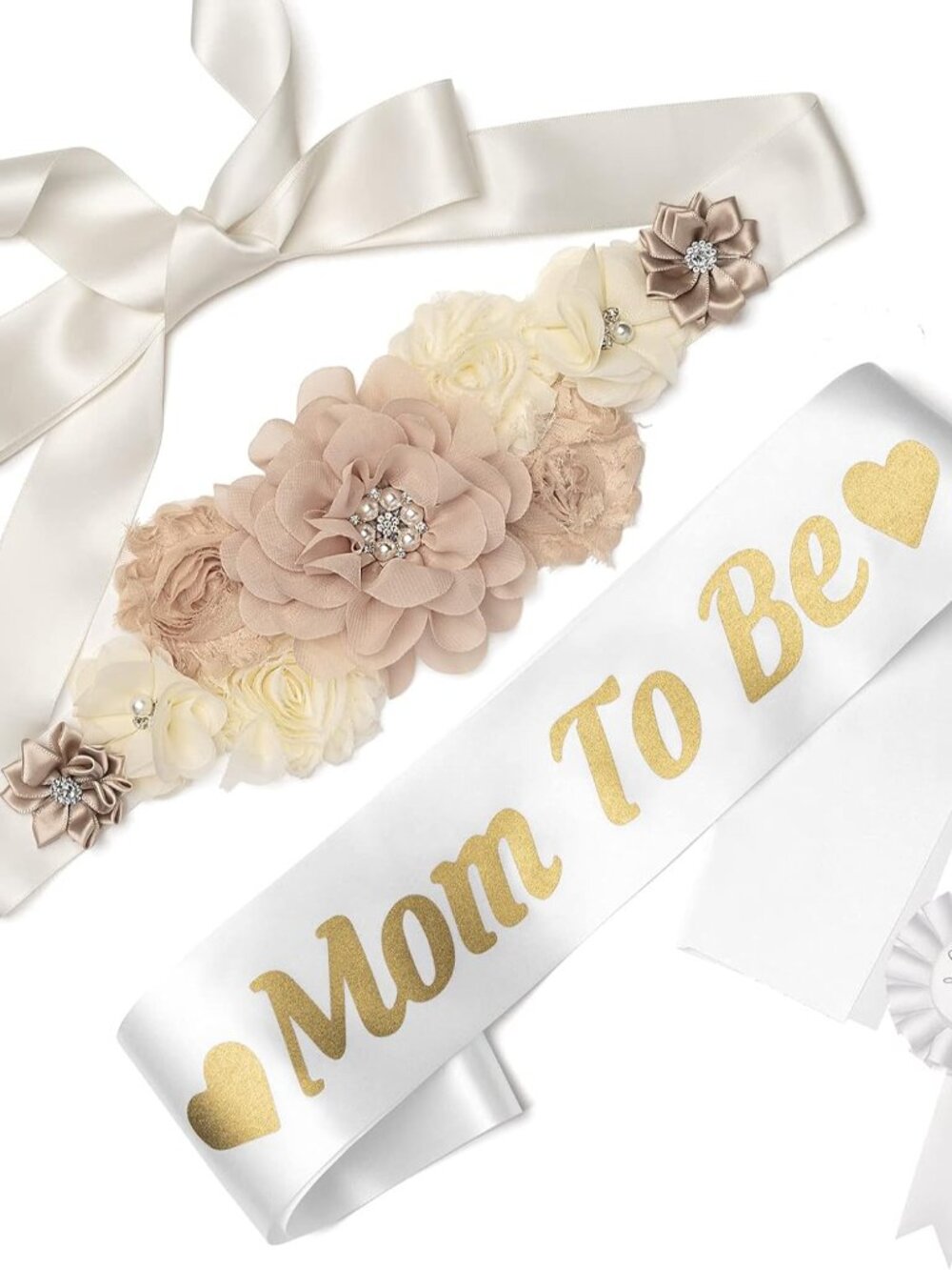 Mom to Be Sash Baby Shower Decorations Set, Gender Reveal Party Gift for Expecta